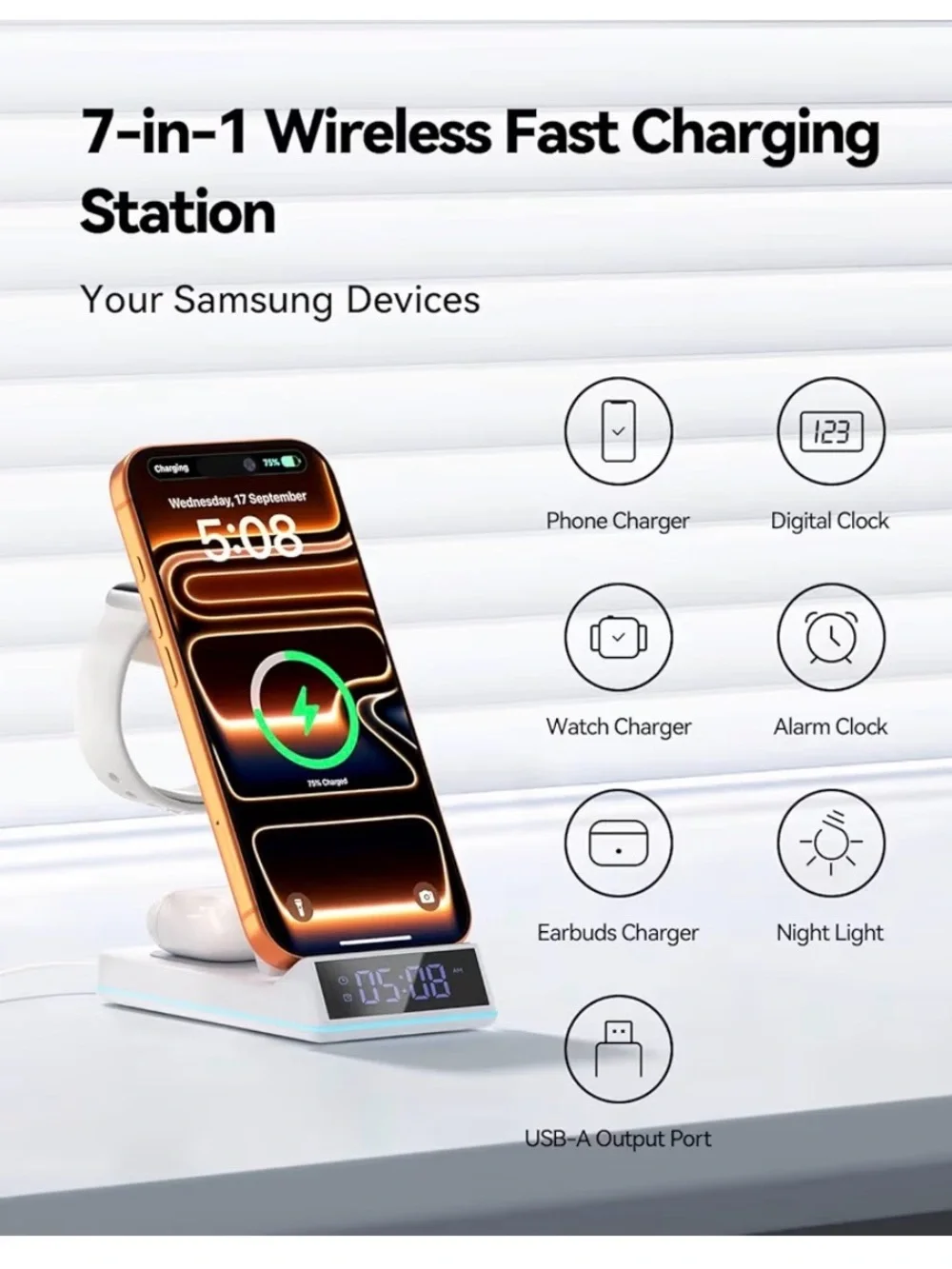 7-in-1 Wireless Charger - White